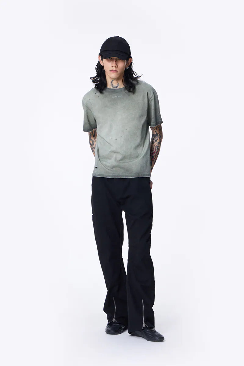 2-Way Color-Block Zip Denim Pants 2-way
