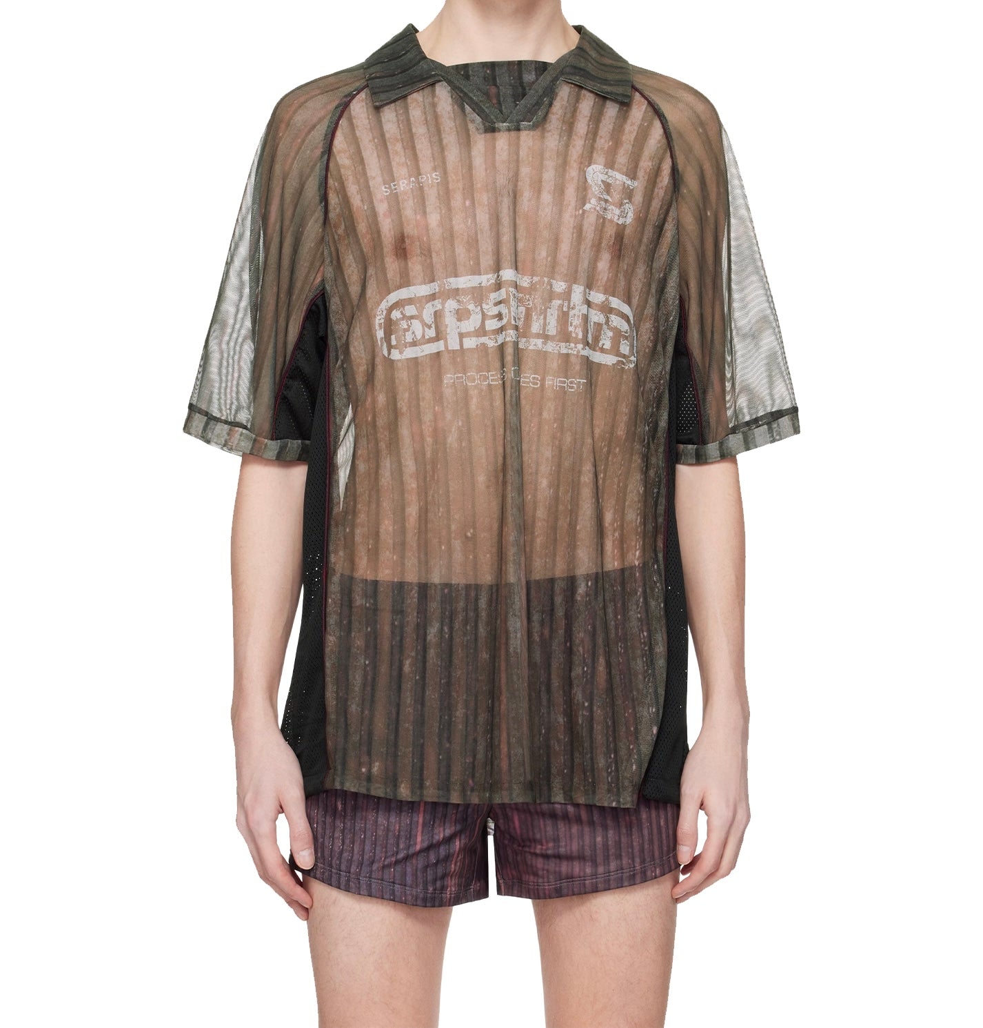 Aub Stripes Mesh Short Sleeve Football Top