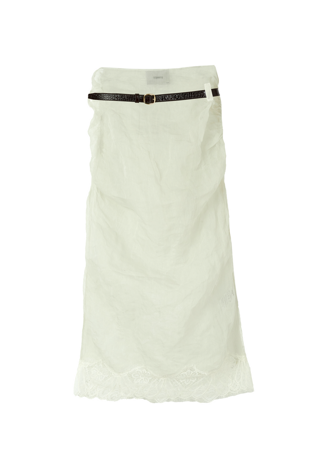 Wrinkled Organza Belt Skirt
