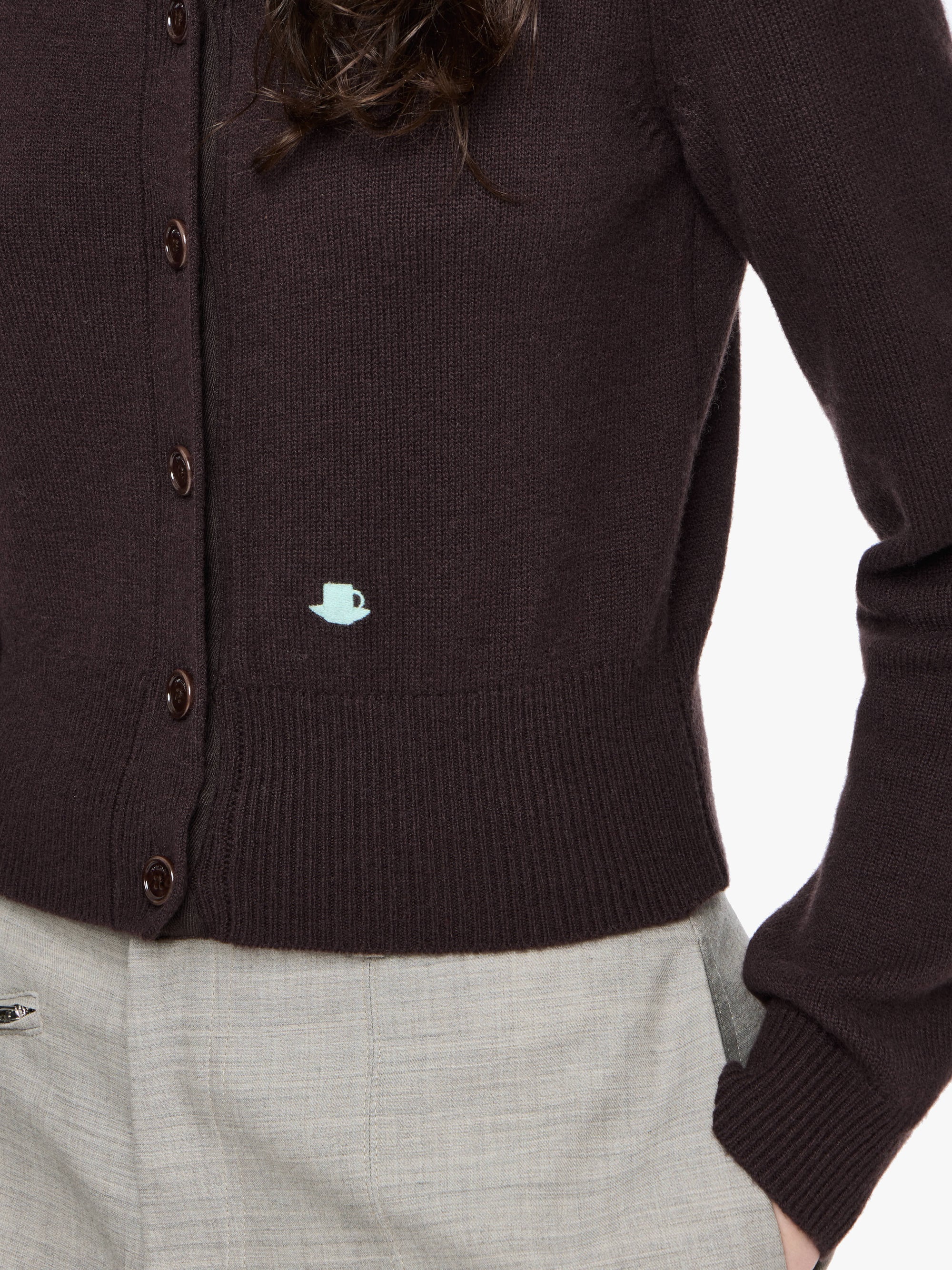 Contrast Embroidery Cardigan