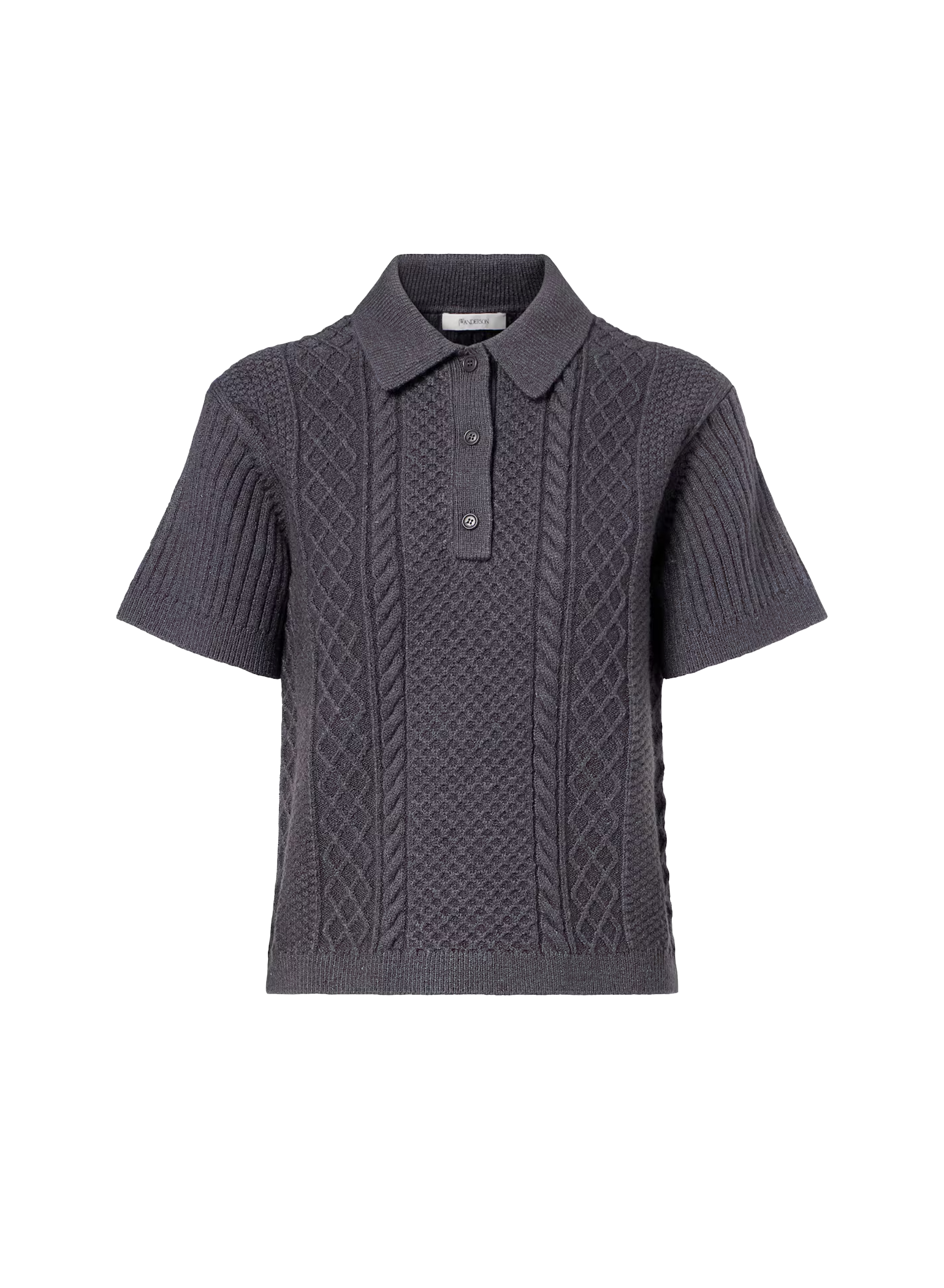 Cropped Cable Knit Polo