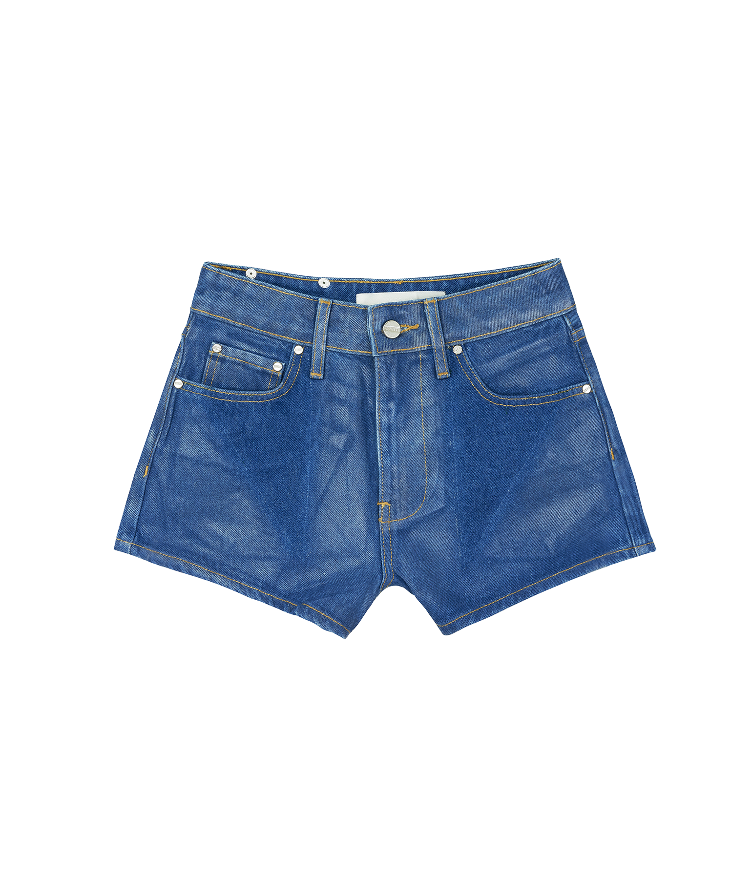 Laminated Darted Denim Short