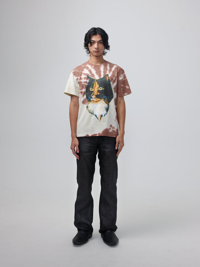 Tie Dye T-shirt With Cat Print