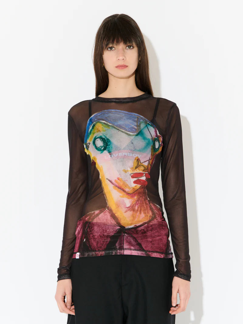 Knitted Powermesh Long Sleeve Tee