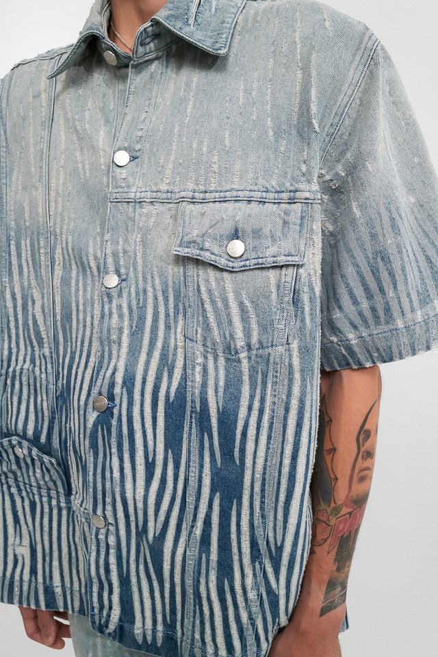 Denim Upside Down Shirt Short Sleeve Gradient