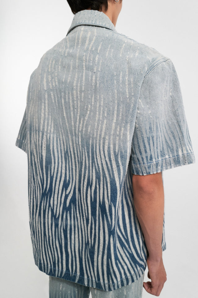 Denim Upside Down Shirt Short Sleeve Gradient