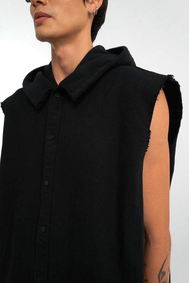 Sleeveless Hooded Shirt