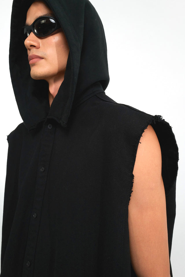 Sleeveless Hooded Shirt