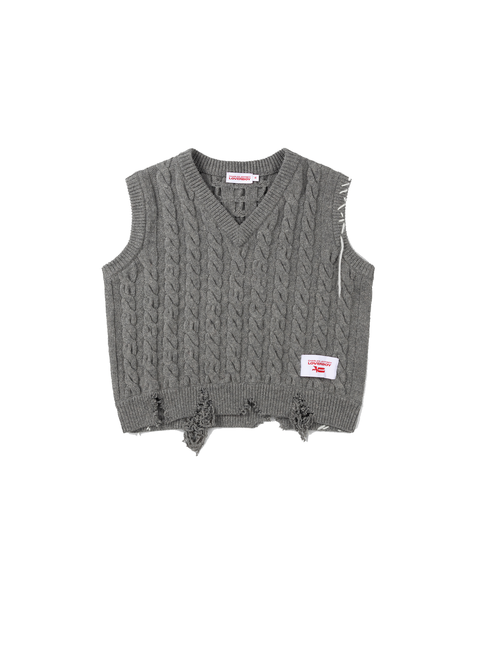 Label Cable Knitted Vest