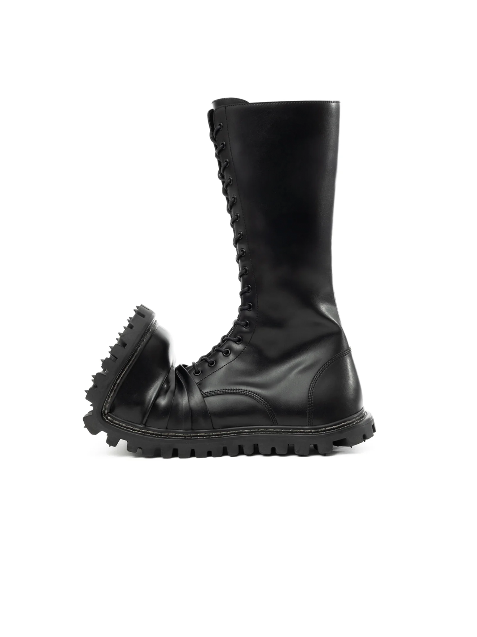 Lace-up High Boot With Curled Toe