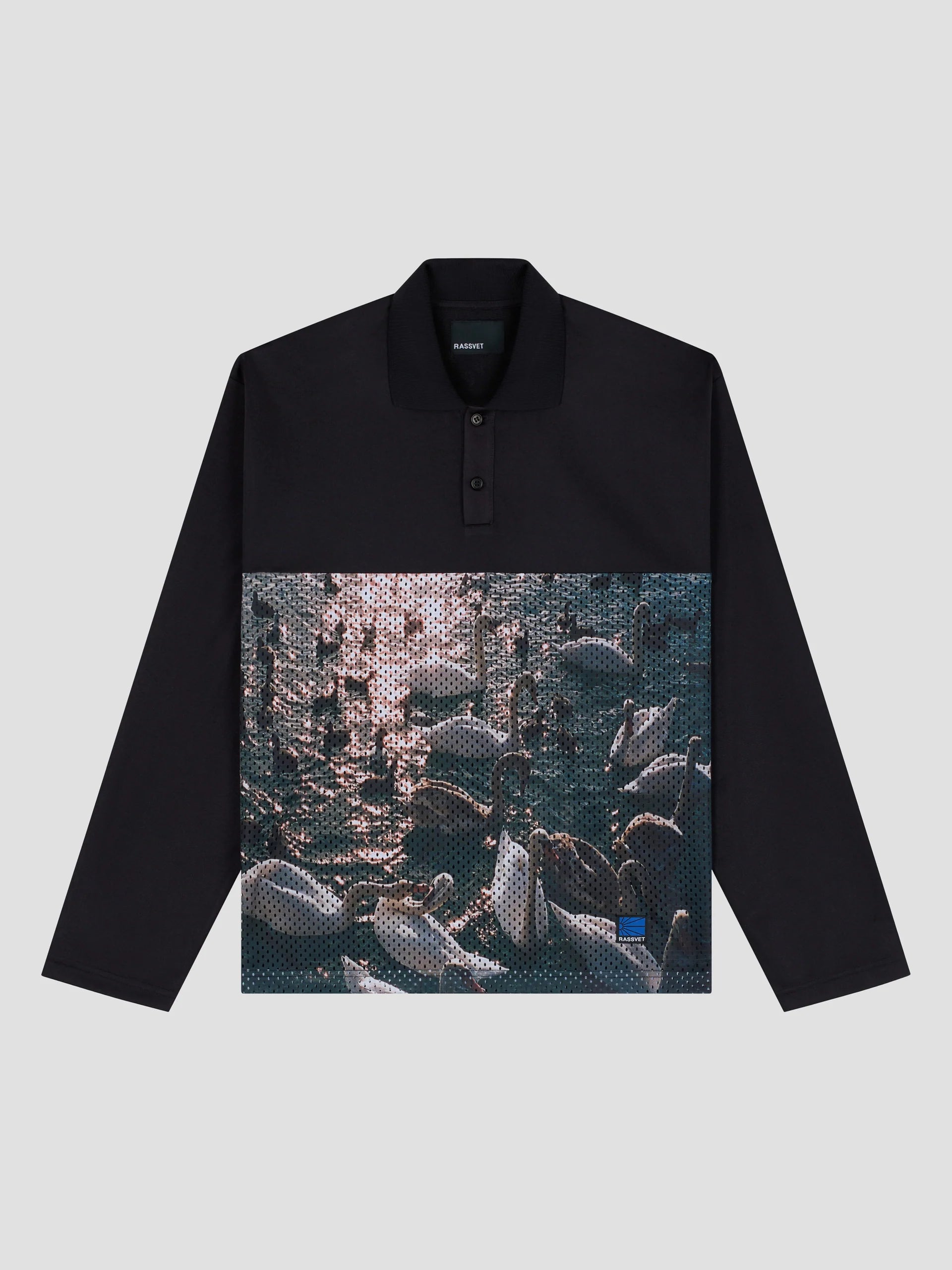 Men Swan Mesh Ls Polo Woven