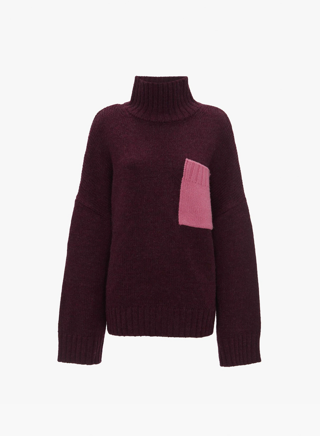 Patch Pocket Turtleneck Sweater