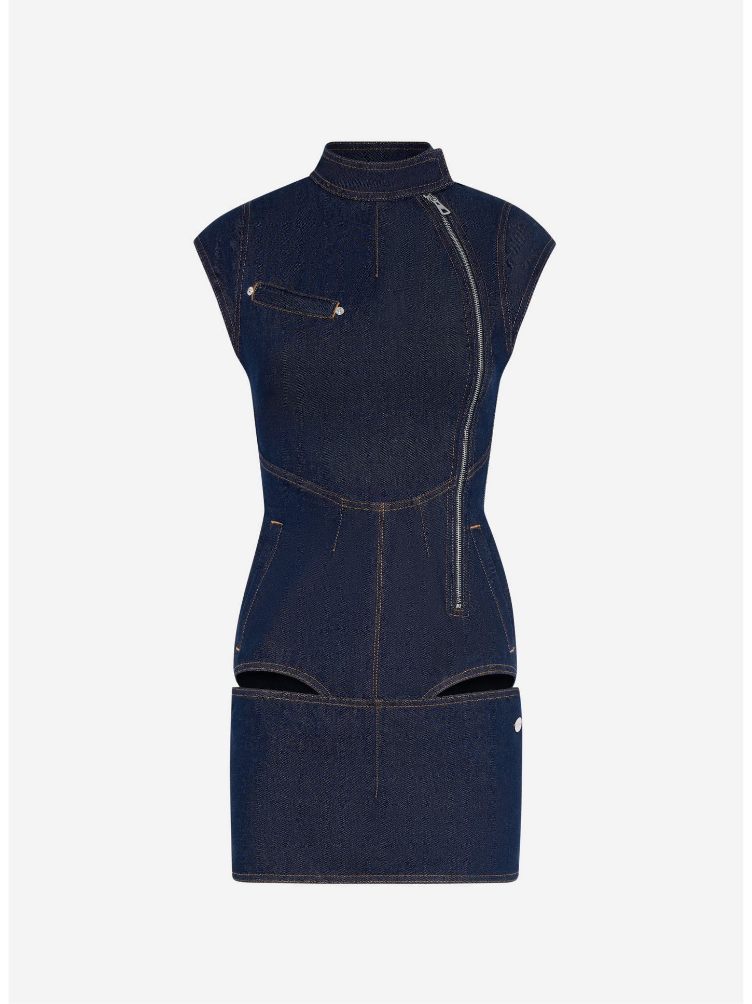 Short Denim Dress With  Jumpsuit Detail