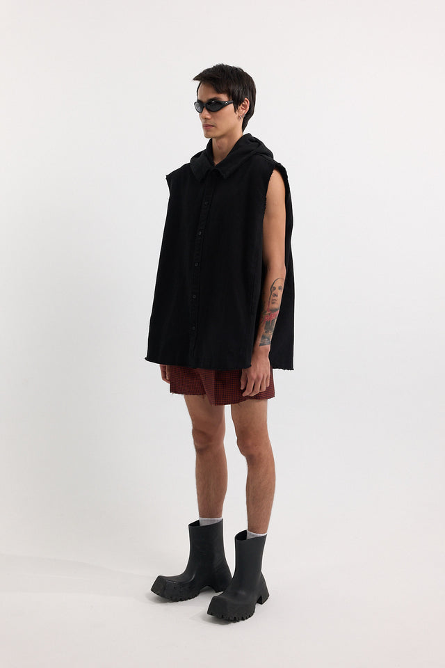 Sleeveless Hooded Shirt