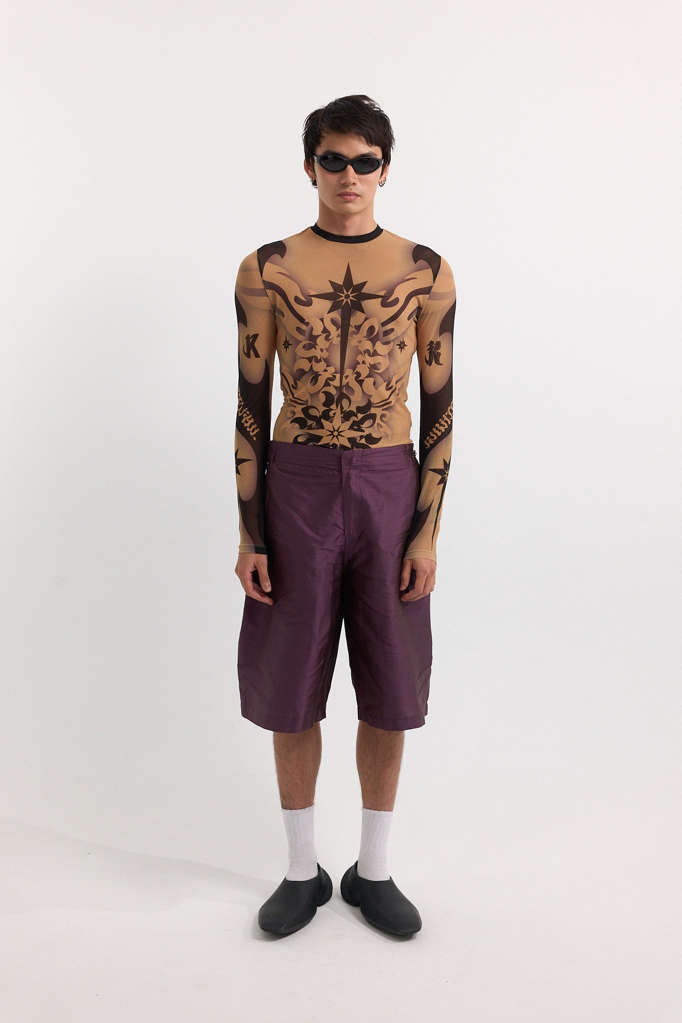 Tattoo Graphic Ls Mesh Tight Top