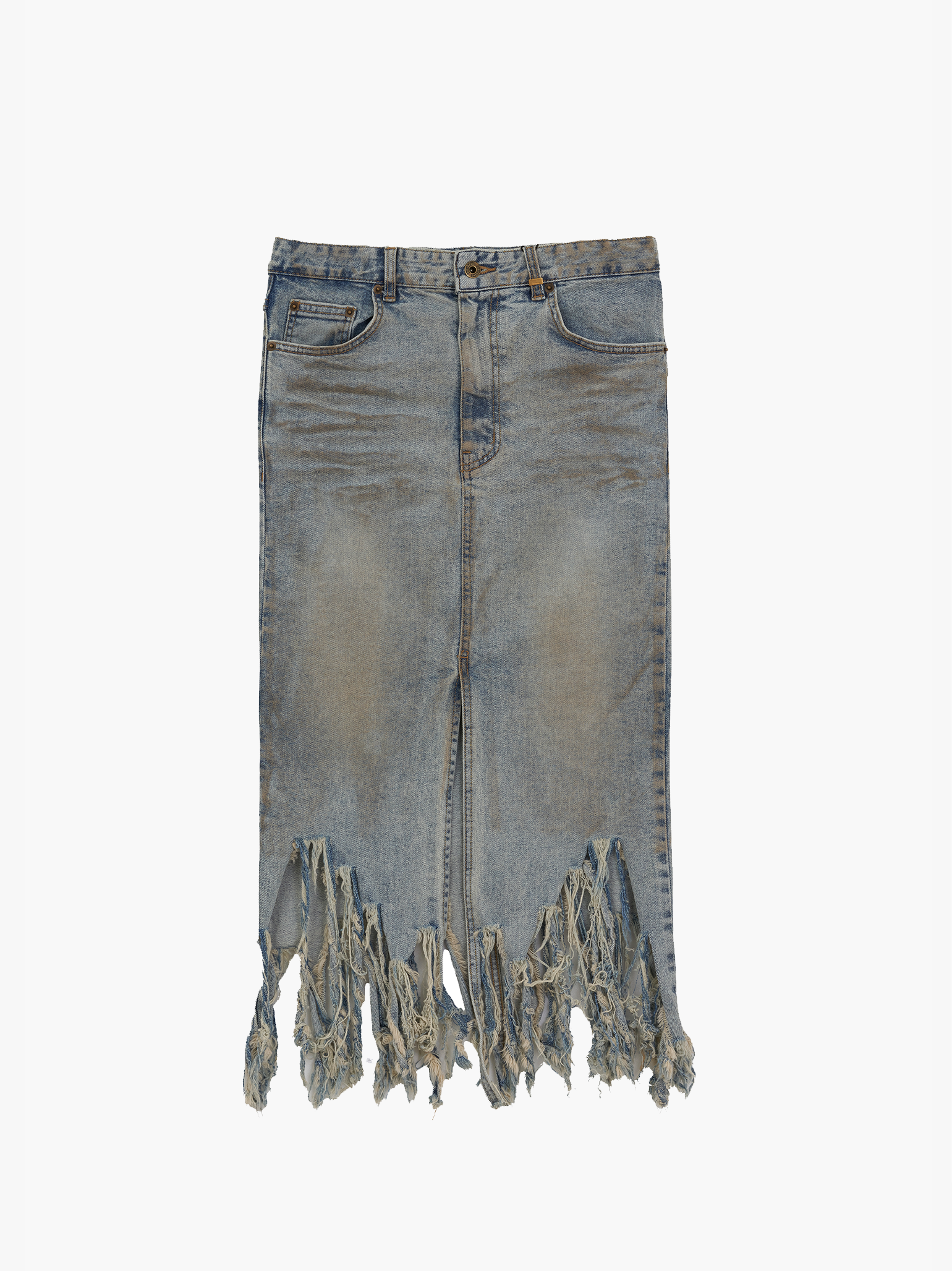 Sky Womens Extreme Distressed Long Denim Skirt