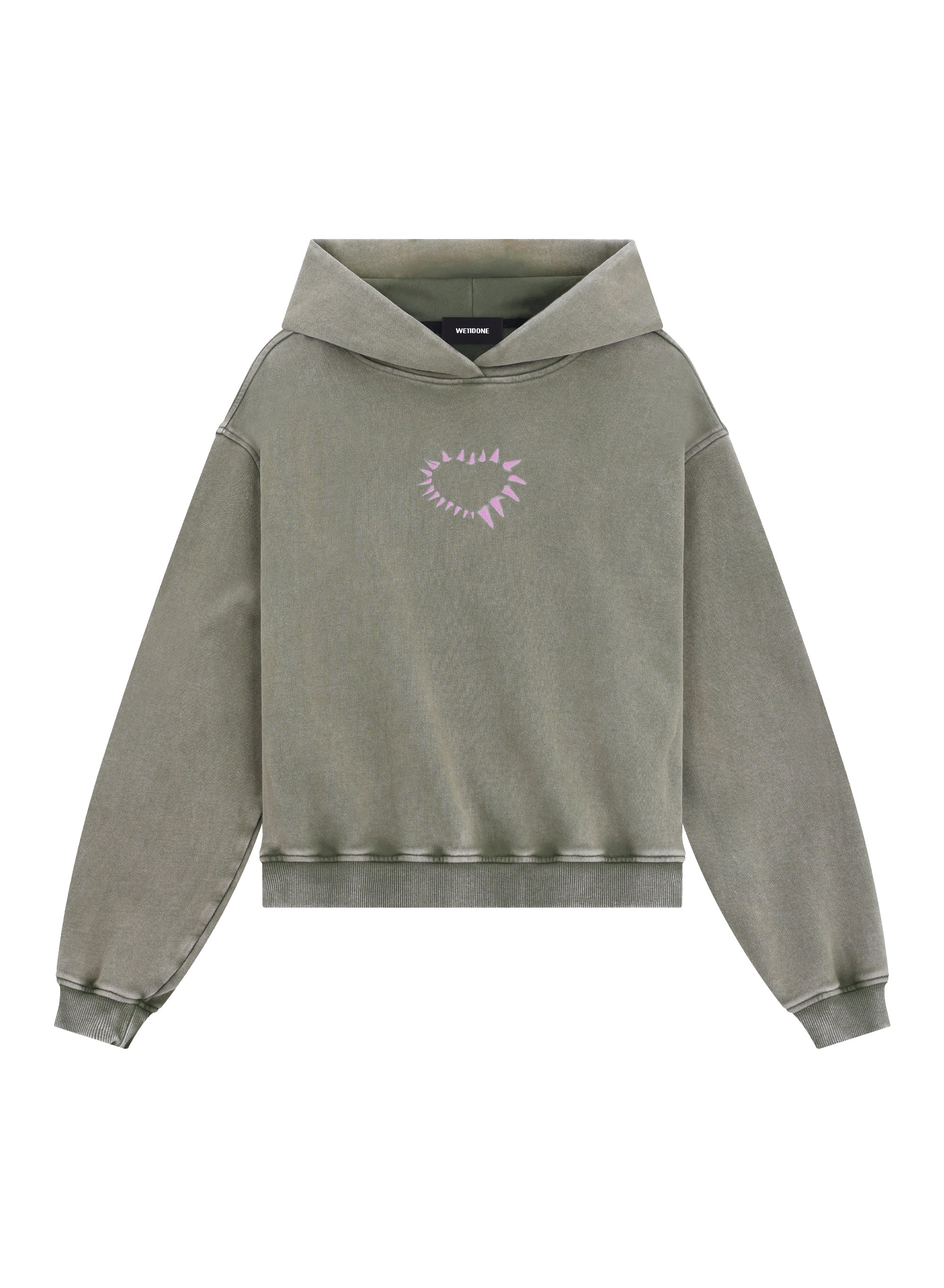 Heart print washed hoodie