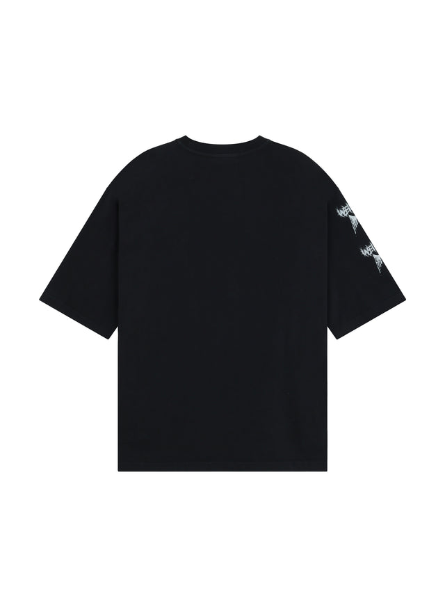 Black crack angel print T-shirt