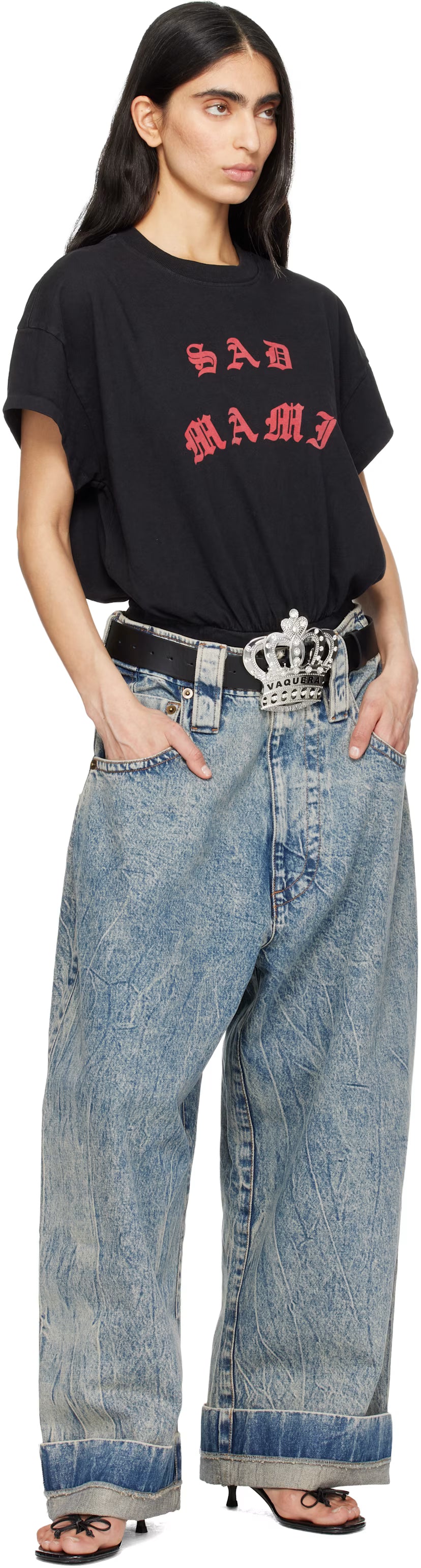 Women Swarovski Crystal Crown Belt Leather